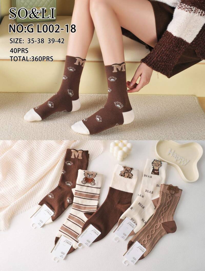 Skarpety  damskie Roz 35-42, Mix kolor Paczka 40 szt